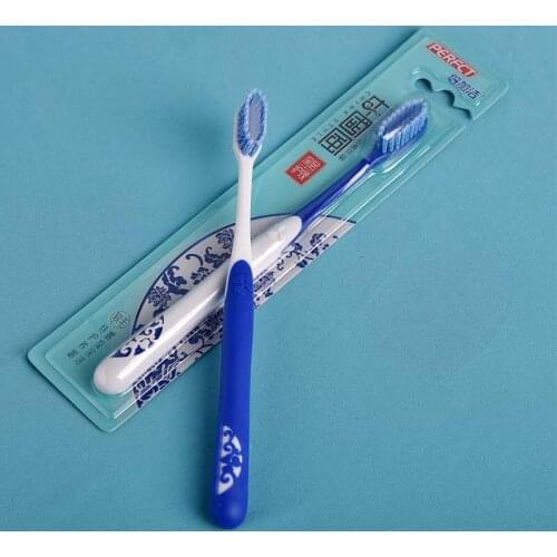 1pcs soft-bristle toothbrush Chinese style classic blue and white porcelain is deep care toothbrush F836(Color random)