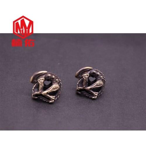 1PC Outdoor Backpack Brass Alien Paracord Knife Beads EDC Tools Keychain Pendant