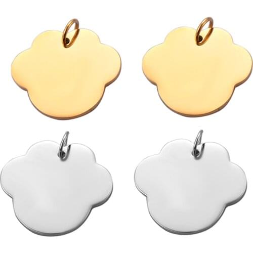 10pcs Wholesale Stainless Steel Cloud Shape ID Tags Pendant Accessories 2 Colors Blank ID Tag Charm Jewelry 30X32mm