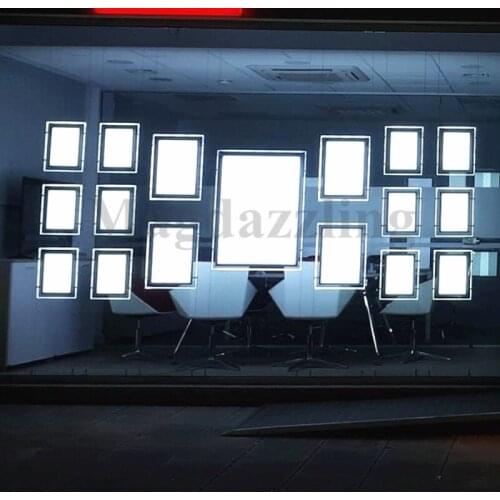 12PCS A4 Vertical + 4PCS A3 Vertical + 1PCS A2 Vertical Single Side Acrylic Frame LED Illuminated Light Window Display Pocket