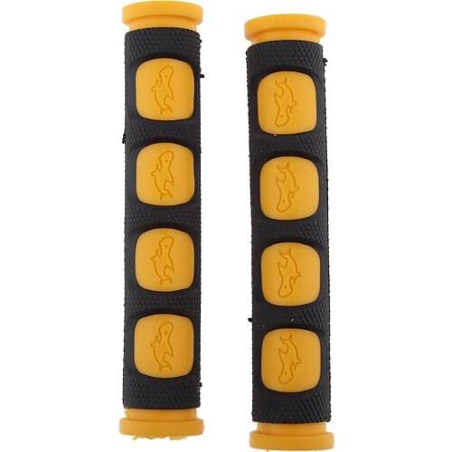 2 Pair 18mm Motorcycle Rubber Hand Grips Handlebar,Red and Yellow