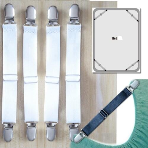 8 Pieces 2-Heads White Bed Sheet Holder Strap Clip Blankets Sheet Gripper Garter