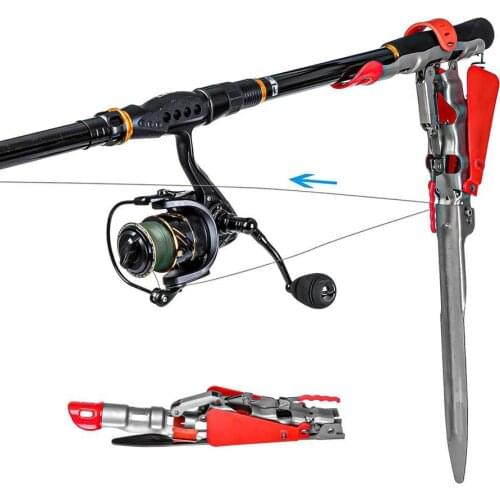 Automatic Spring Fishing Rod Holder Stainless Steel for Floor Stands, Adjustable Sensitivity and Folding Fish Pole Holder