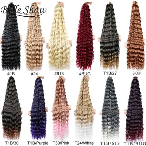 Belle Show 30 Inch Long Deepr Wave Crochet Hair Water Wave Hair Braids Twist Wavy Ombre Brown Blonde Hair Extensions