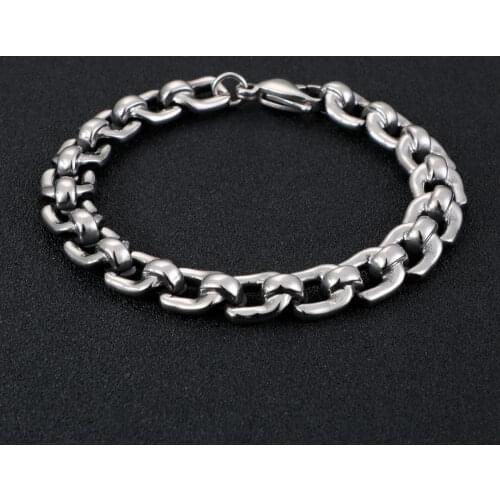 Link Chain Stainless Steel Bracelets For Men Fashion Simple Metal With Lobster Bracelets For Male Jewelry