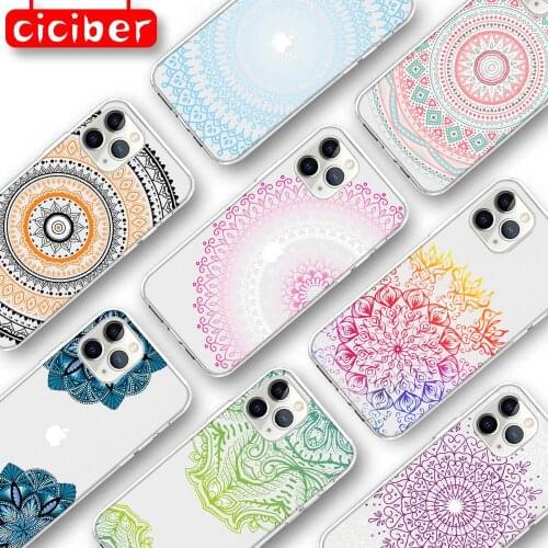 Mandala Case For iPhone 11 12 Pro Max Mini Cover For iPhone 7 8 6 6S Plus X XR XS MAX 5S SE 2020 Soft Silicone TPU Coque Fundas