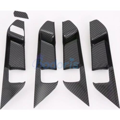For Toyota RAV4 XA50 2019 Carbon Fiber Color Front and Rear Door Handle Bowl Insert Trim Panel Car Styling Accessories