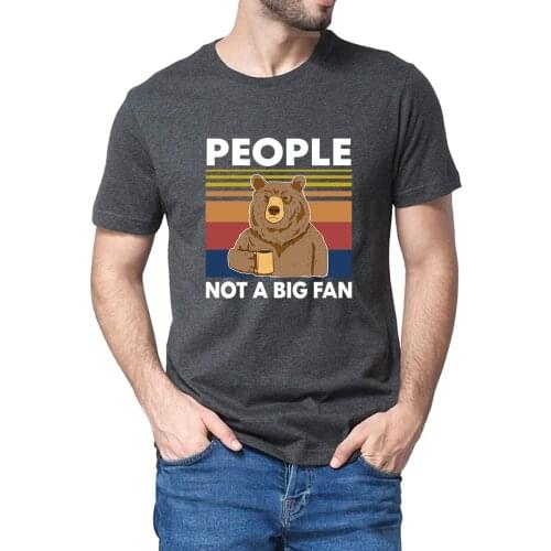 Unisex 100% Cotton Summer Bear Thats What I Do Drink Coffee People Not A Big Fan Vintage Mens Novelty T-Shirt Casual Women Tee