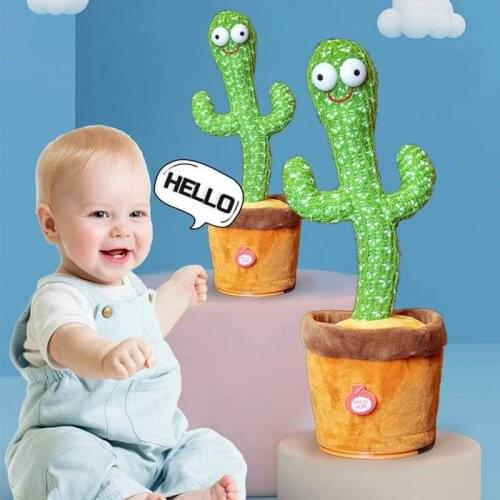 Talking plush soft cactus potted dancing toy for voice Electronic dancer and speaker kids Interactive Early Education sing toys
