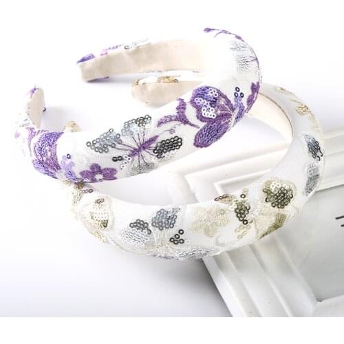 Haimeikang Fashion Sponge Headbands Hair Bands For Women Retro Hair Hoop Bezel Hairband Girls Sequins Hair Accessories 2021 New