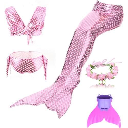 Little Mermaid Tails for Swimming Costume Mermaid Tail Cosplay Girls Swimsuit Kids Children Swimmable suit Monofin