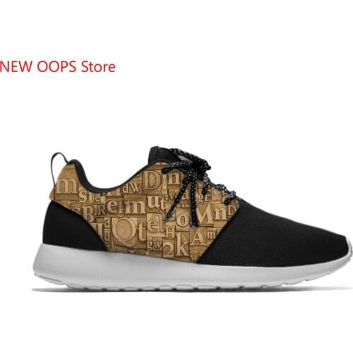 Language Colorful letters alphabet retro Vintage Lightweight Sport Running Mesh Shoes Men Women Casual Breathable Sneakers