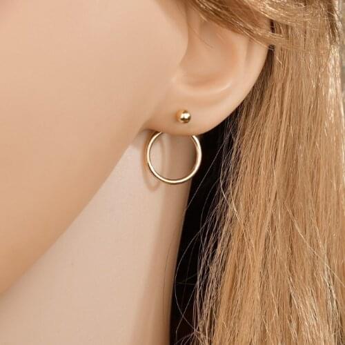 Circle Earrings Fashion Copper Bead Earring Simple Ring Back Hanging Earrings Creative Mens And Womens Earrings Jewelry
