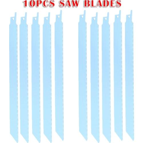 10pcs BIM Reciprocating Saw Blade Hand saw Saber Saw Blades 225mm for Cutting HardWood Metal PVC Tube Tool