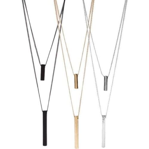 Fashion Geometric Rectangle Pendant Necklace Charming Womens 3 Color Sweater Chain Accessories Elegant Ladies Party Jewelry