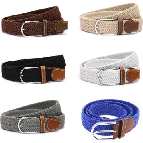 6 colors Fashion Men’s Stretch Belt Premium Leather Golf Wide Elastic Waistband