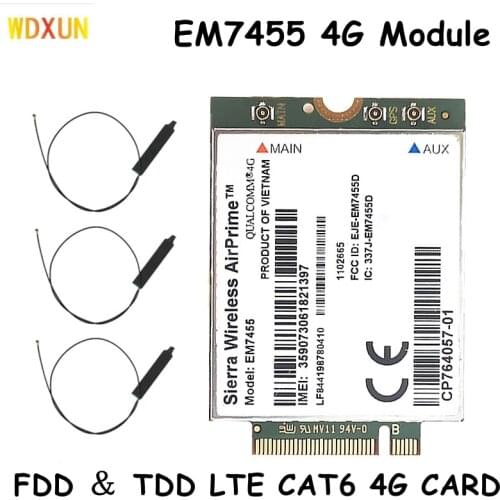 WWAN EM7455 LTE 4G NGFF Module FDD/TDD LTE 4G Cat6 Gobi6000 for Laptop 300Mbps