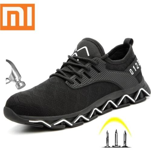 Xiaomi Mijia Mens Light Steel Toe Anti Smashiong Work Shoes Men Outdoor Puncture Proof Safety Shoes Sneakers Soft Boots