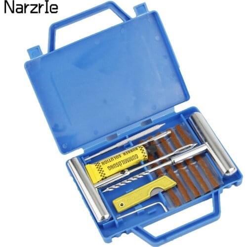 New Auto Tire Repair Kit Motorcycle Bike Tyre Puncture Repair Kit Emergency Heavy Duty Tubeless Plug Set Professional Portable
