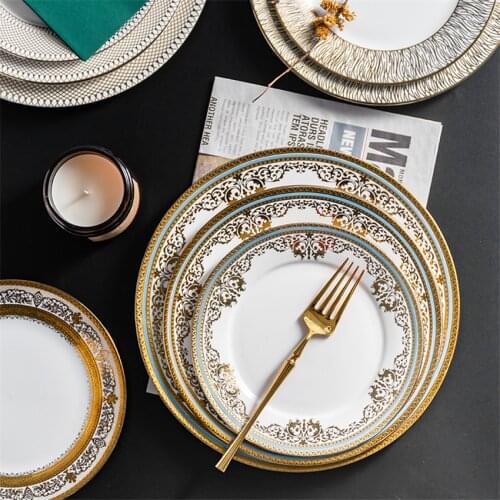Luxury Porcelain Tableware Ceramic Dinnerware Creative Steak Plates Dessert Tray Kitchen Dishes And Plates 10/9/7 Inches