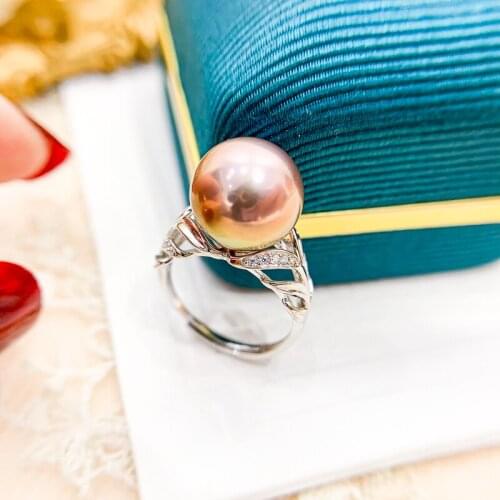 DIY Pearl Rings Settings Suitable For 10-13mm Leaf Design Rings Components Adjustable Size