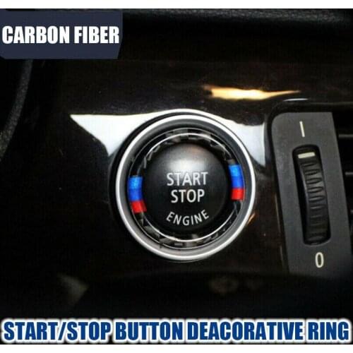 New Carbon Fiber Start Stop Button Decorative Ring Sticker for BMW 320i E90/E92/E93