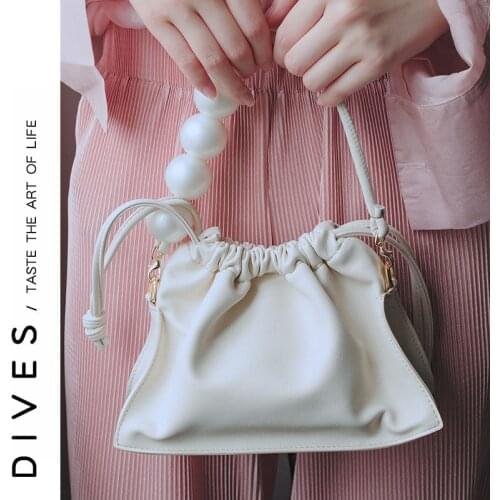 New ladies pearl clutch travel portable sweet soft leather PU handbag messenger small bag shoulder bag purses and handbags