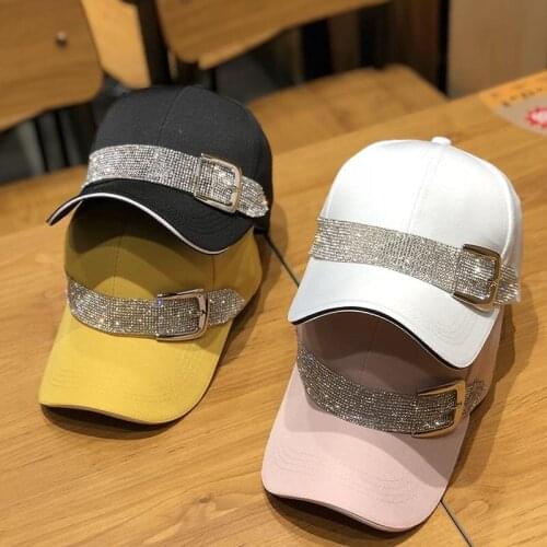 New Fashion Rhinestone Belt Baseball Caps For Women Snapback Sport Caps Outdoor Sun Hat Gorras Black Hat