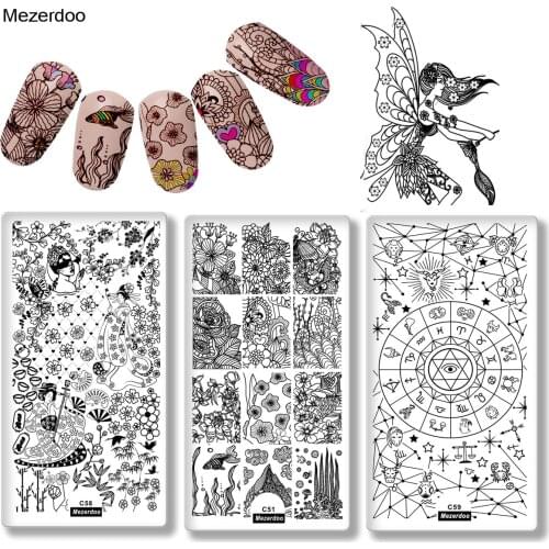 Nail Beauty Floral Stamping Plates Butterfly Floral Skull Animal Stainless Steel 1pc Templates Peking Opera Constellation Design