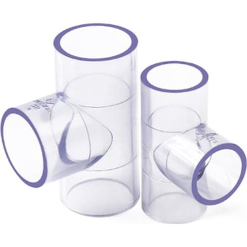 1PCS PVC Transparent Tee Equal Path Plastic Water Pipe Accessories Fish tank tube 20 25 32 40mm ID