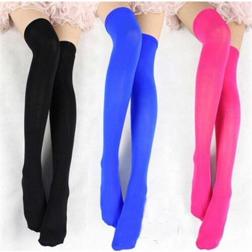 Sexy Candy-colored Women Girl Over Knee Thigh High Stockings Sweet Love Color Byoto Opaque Stocking,Student&Maid Cosplay