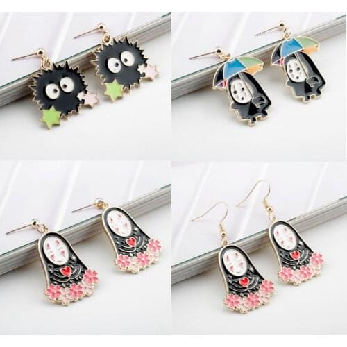 Cartoon Anime Spirited Away Ghost Earrings Fashion Creative Personality Alloy Stud Earrings Totoro Enamel Earrings Jewelry Gifts