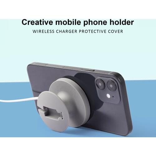 Silicone Cord Organizer Wireless Charger Protective Cover For Iphone 12 Magsafe Wireless Charger Case Stand Cable winder