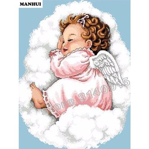 Diamond Spuare pattern diamond embroidery Cloud Angel diamond painting flower for full embroidery cross Mosaic pictures ABC375