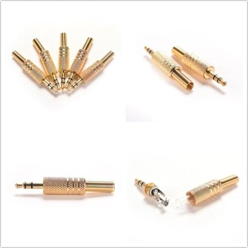 JETTING 5Pcs 3.5mm Plug RCA Audio Connector 1/8" Stereo Male Audio TRS Jack Plug Adapter Connector Gold Plated