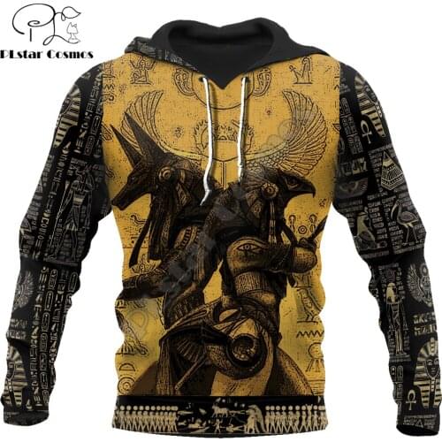 Anubis Ancient Egypt 3D All Over Printed Mens autumn Hoodie Harajuku Unisex Casual Pullover Streetwear Jacket Tracksuits DK127