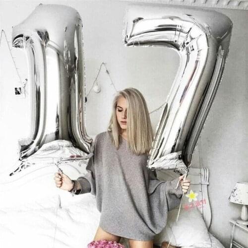 32/40inch Number Aluminum Foil Balloons Rose Gold Silver Digit Figure Balloon Child Adult Birthday Wedding Decor Party Supplies