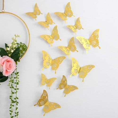 Cut Out Butterfly Wall Paste 3D Three-dimensional Hollow Paper Butterfly Banquet I Wedding Festival Layout Home Decoration