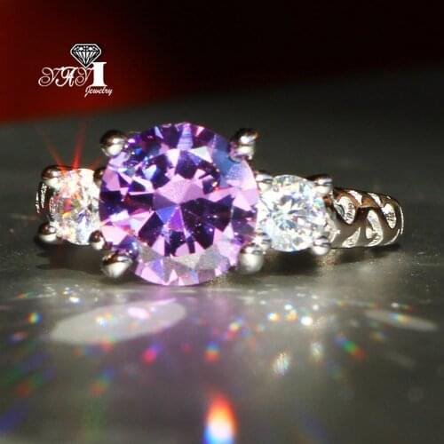 YaYI Jewelry Fashion Princess Cut 4.3 CT Purple Zircon Silver Color Engagement Rings wedding Rings Party Rings