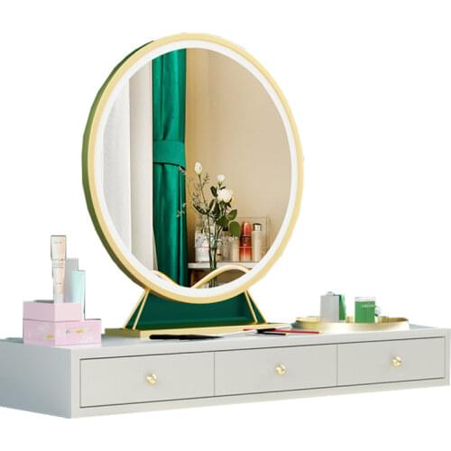 Make up mirror with LED lamp desk top dressing mirror Dormitory Student fill light round mirror three gear adjustment brightness