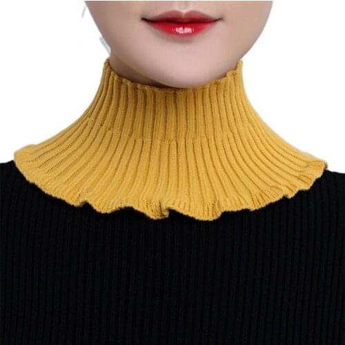 Q39C Women Girls Sweater Collar Detachable Knitted Wool Mock Turtleneck Fake False Collar Half Top Winter Neck Warmer