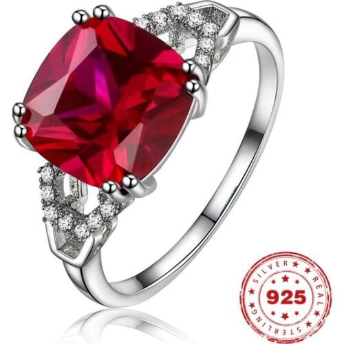 Natural Emerald Ring 925 Sterling Silver Color Rings for Women Red Ruby Sapphire Engagement Ring Zircon Diamond Gemstone Jewelry
