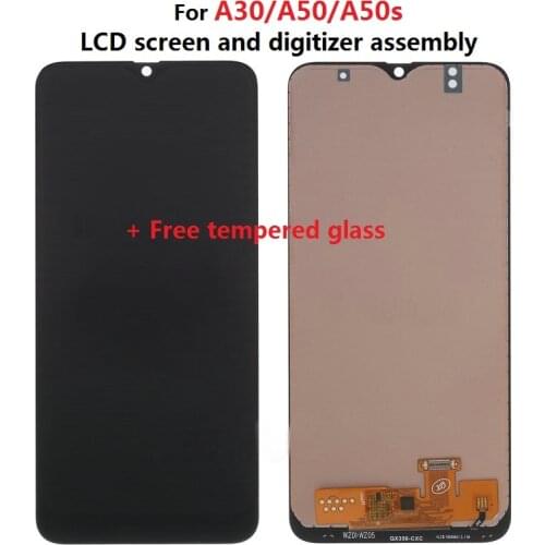 AAA LCD Screen and Digitizer Assembly (TFT Version)+Free Tempered glass for Samsung Galaxy A30/A50/A50s - Black