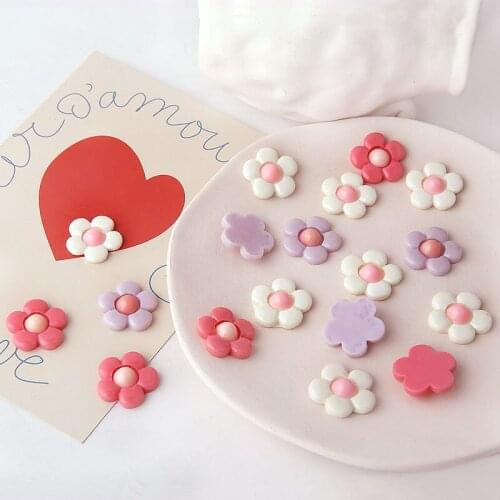 10pcs Trendy Cute Lovely Resin Patch Hair Flower Earrings For Women Fashion Sweet Diy Handmade Jewelry Accessories Wholesale