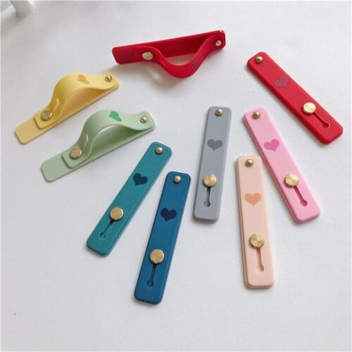 10pcs Candy color heart mobile phone case bracket wrist strap support push stretch silicone Wrist band hand finger grip holder