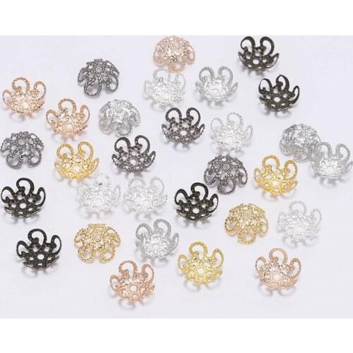100pcs/Lot 8/10mm Flower Torus Shape Alloy Beads Caps Jewelry Findings Spacer Beads For Jewelry Making DIY Necklace Bracelets