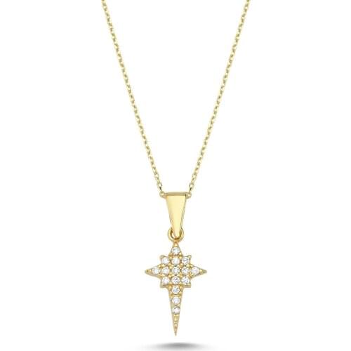 14k (585) Gold Mini Pole Star Necklace, Pendant