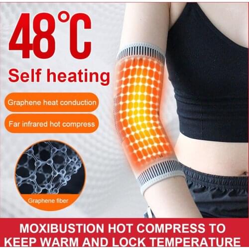 2 Pcs Self Heating Elbow Support Pad Arm Compression Support Elbow Sleeve Protector for Tendonitis Tennis Outdoor Activities