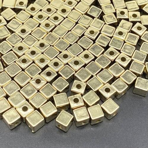 200PCS 3mm 4mm 5mm Gold Silver Color Square Shape Bead Loose Spacer CCB Acrylic Beads DIY Jewelry Making Findings Charm Beads