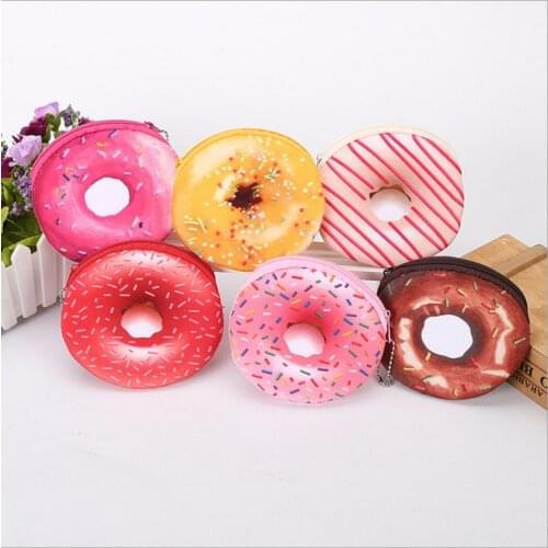 24pcs/lot Cute Creative Cake Donuts Funny Coin Purse Pouch Headphone Key Collection Bag Card Pack Key Ornaments